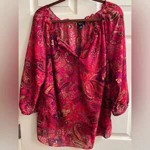 CHAPS~SHEER~PINK TOPPER~1X